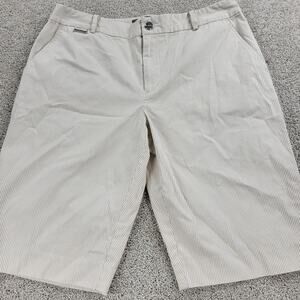 Vintage LRL ACTIVE Womens Shorts 6 Khaki Seersucker Bermuda Pinstripe